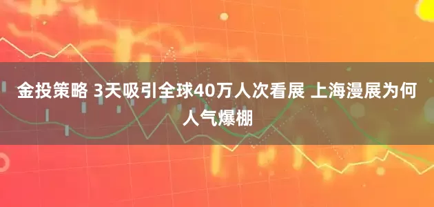 金投策略 3天吸引全球40万人次看展 上海漫展为何人气爆棚